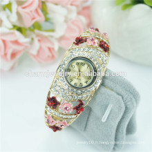 Produits les plus vendus 2016 Fashion Flower Rhinestone Bangle Watch For Women B045